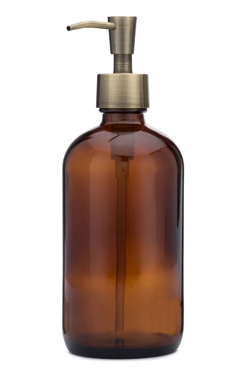 Amber Primary Glass Soap Dispenser