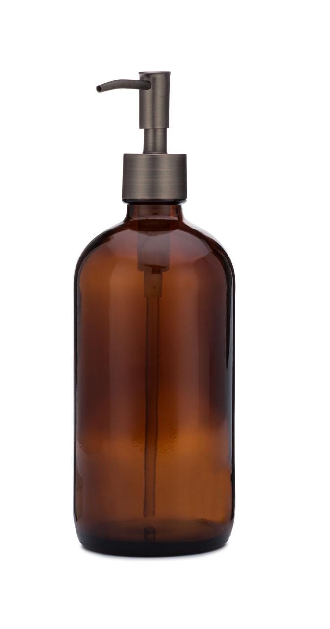 Amber Primary Glass Soap Dispenser
