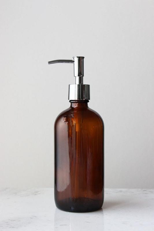 Amber Primary Glass Soap Dispenser