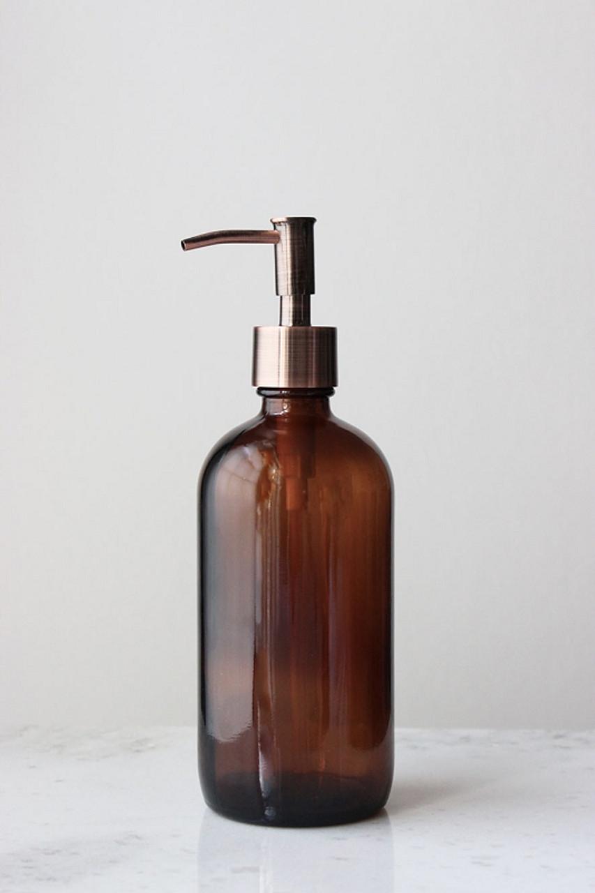 Amber Primary Glass Soap Dispenser