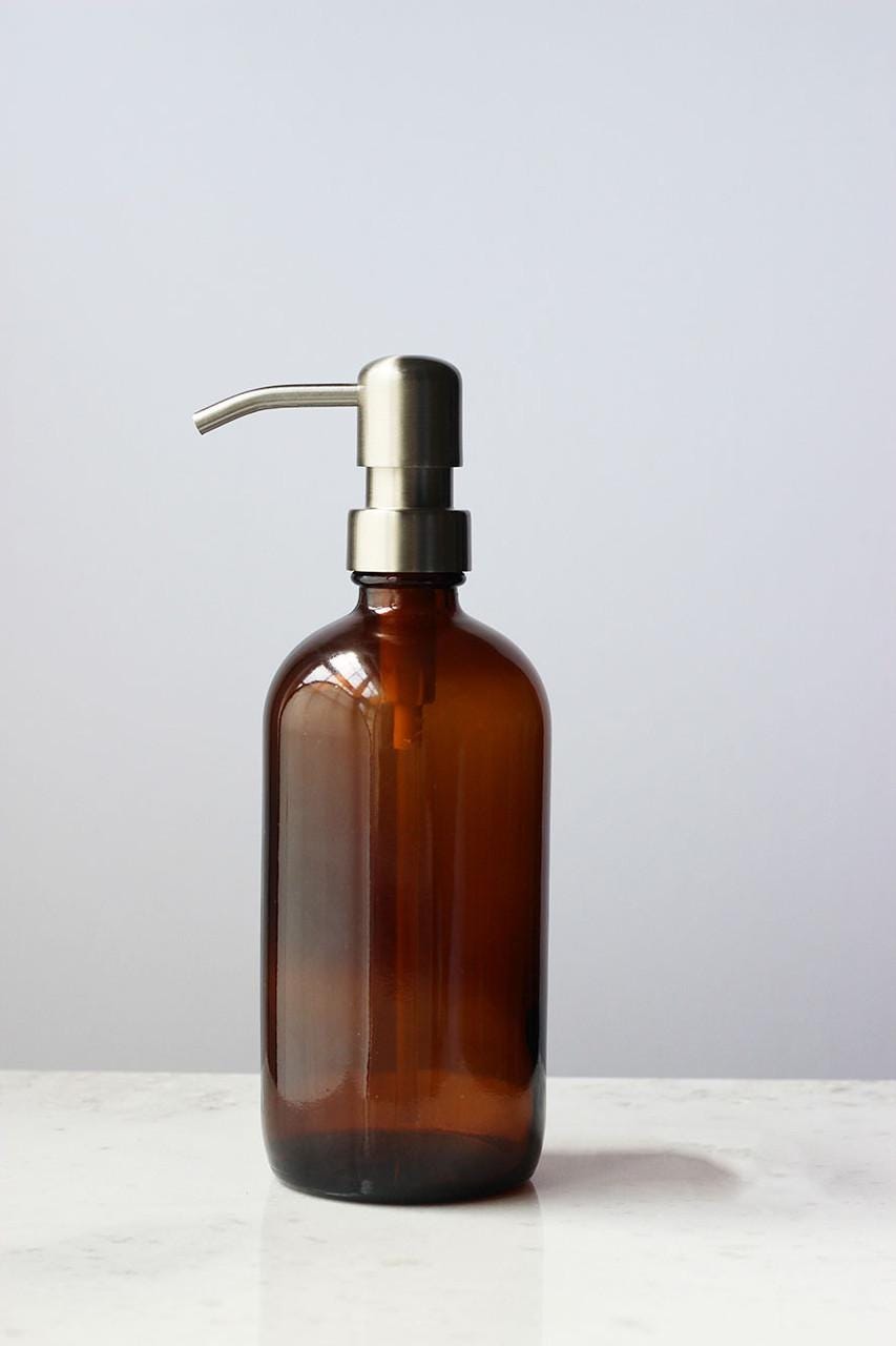 Amber Primary Glass Soap Dispenser