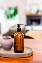Amber Primary Glass Soap Dispenser